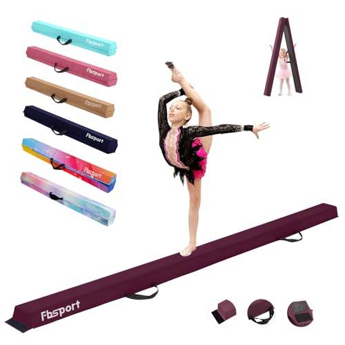 FBSPORT 240CM Faltender Schwebebalken, Gymnastik Balance Balken, Gymnastikboden Balken, Beflockungsschicht Balancierbalken, Balance Fitness Ausrüstung für Kinde