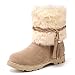 Susanny Women's Winter Fashion Warm Short Booties Casual Outdoor Suede Flat Heel Waterproof Faux Fur Beige Snow Boots 7 B (M) US