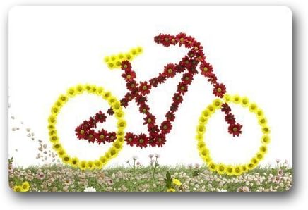 Bycycle And Flower Background Doormat/Gate Pad for outdoor,indoor,bathroom use!23.6inch(L) x 15.7inch(W)