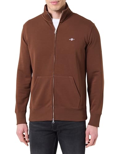 GANT Reg Shield Full Zip Sweat, Marrone Mogano, S