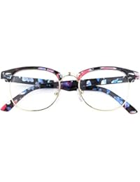 Happy Store CN56 Vintage Inspired Classic Horn Rimmed Half Frame Nerd UV400 Clear Lens Glasses,Mixed A