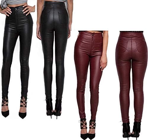 GirlFriendMaterial GFMaterial Womens Skinny Fit PU High Waist Leather Wet Look Legging Jeans Stretch Trousers Party Pants Bottom