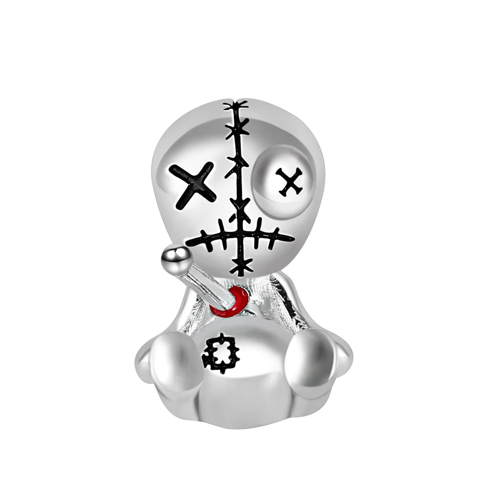 GNOCE Voodoo Doll Charm Bead Sterling Silver Horror Movie Charm Bead For Bracelet/Necklace Women Men