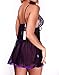 Ruzishun Women's Sexy Lingerie Diaphanous Pajama Lace Skirt Sleepwear Plus Size (M, Purple)