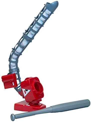 Kids Baseball Pitching Machine Toy. 3 Adjustable Angles, 2 Speeds, 10 EVA Soft Balls and Plastic Bat