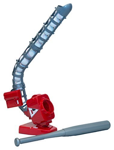 Kids Baseball Pitching Machine Toy. 3 Adjustable Angles, 2 Speeds, 10 EVA Soft Balls and Plastic Bat