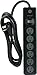 GE General Purpose 6-Outlet Surge Protector, 6 ft Extension Cord, 800 Joules, Twist-to-Close Safety Outlet Covers, Flat Plug, Protected Indicator Light, Integrated Circuit Breaker, Black, 14091