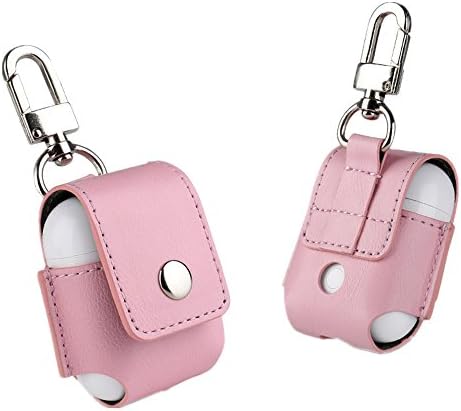 Gicon Portable Airpods case PU Leather with metal Clasp Protective Cover Carrying Case Charging Case for Apple AirPods (Pink)