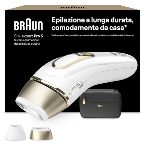 Braun Silk·expert Pro 5 Epilatore Luce Pulsata, Depilatore Corpo Donna, Alternativa All’Epilazione Laser, Laser Peli Donna, Con Custodia, 2 Testine, Luce Pulsata Braun, Idea Regalo, PL5140