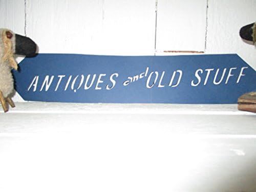 Vintage look ANTIQUES AND OLD STUFF cardstock STENCIL old timey farmhouse primitive for painting on paper, wood, fabric, etc.YOU WILL RECEIVE QTY 2 OF THIS ITEM