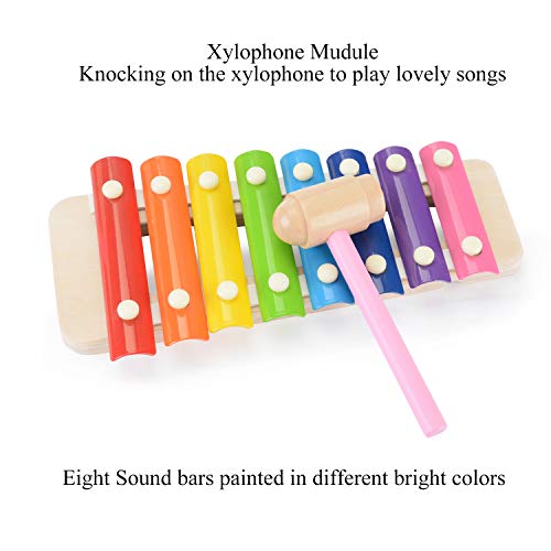 WOOKA Pound & Tap Bench with Slide Out Xylophone - Wooden Musical Pounding Toy for Toddlers, Early Learning Educational Set