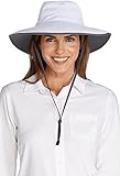 Coolibar UPF 50+ Women's Shapeable Sun Catcher Hat - Sun Protective , White/Carbon , One Size