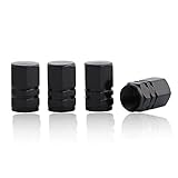 Black Godeson Aluminum Tire Valve Stem Cap with Hexgon Style, 4 Pcs/Set , Aluminum Tire Wheel Stem Air Valve Caps for Auto Car Motorcycle Bicycle