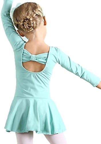 Girls Dance Ballet Dress Long Sleeve Leotard Kids Classic Bowknot Design
