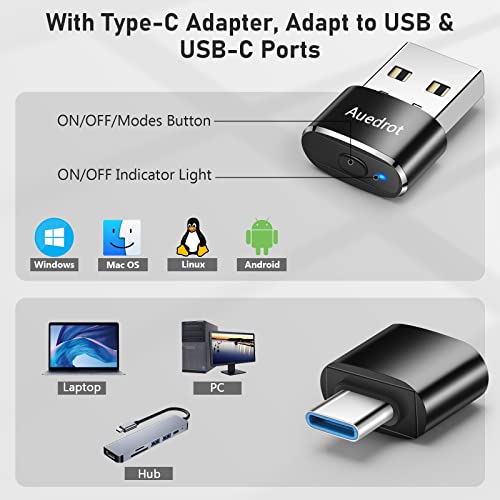 USB Mouse Mover with Switch Button, Automatic Mini Mouse Shaker with 2 Jiggle Modes, Driver-Free, Plug & Play, Keep Computer/Laptop Awake, USB-C Adapter, Black