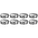 2 oz Metal Steel Tin Flat Container with Tight Sealed Twist Screwtop Cover (8 pack) + Labels