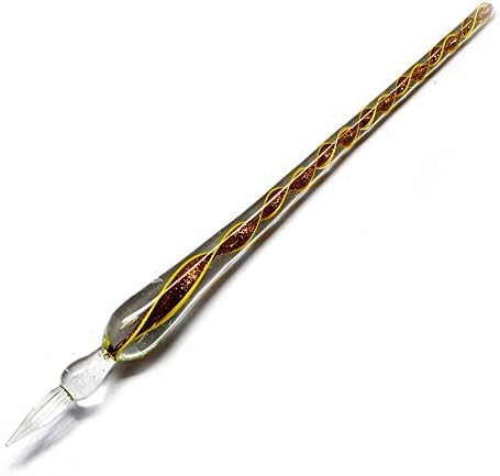 Cute Glass Dip Pen Vintage Handmade Glass Signature Pen Elegant Crystal Dip Sign Gift Pen for Writing Decoration Purposes (Yellow)