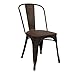 Purenity Metal Stack-Able Industrial Chic Dining Bistro Cafe Side Chairs, Outdoor and Indoor, Wood Seat, Set of 4