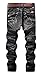 Men's Winter Vintage Washed Old Straight Fit Stitching Relaxed Jeans Black 38