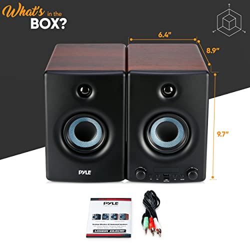Pyle HiFi Active Bookshelf Speaker With Bluetooth Audio Stereo
