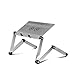 Furinno X7-SilverAluminum Adjustable Cooler Fan Laptop Table Portable Bed Tray, Silver