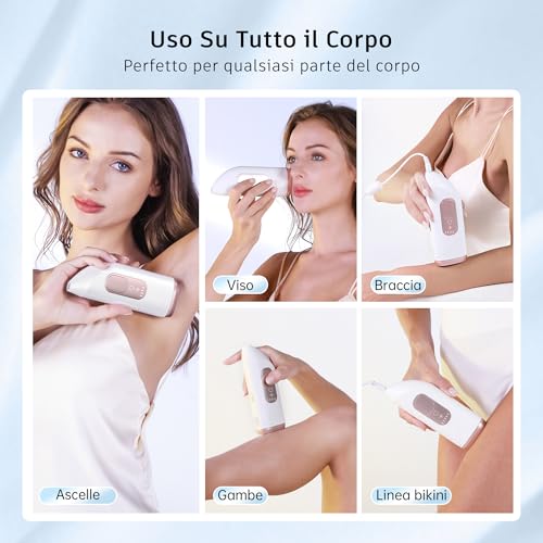 Pulsed Light Epilator with Cooling Function, Laser Epilator for Unlimited Flash, 5 Energy Levels, Pulsed Light Epilation for Women and Men, Armpits, Legs, Bikini Zone