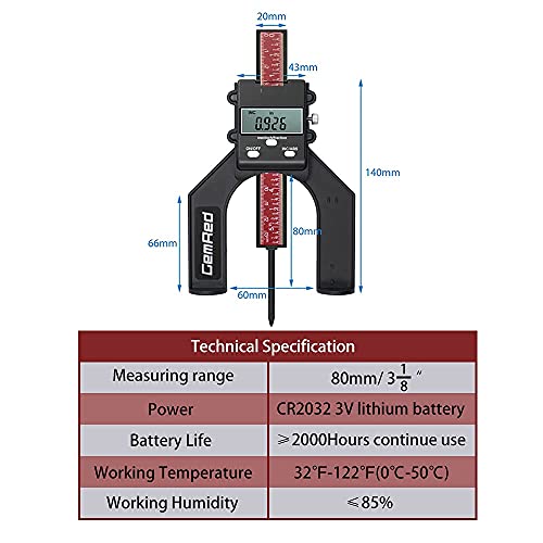 GemRed Digital Depth Gauge, Height Gauge with LCD Display, Woodworking