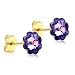 24K Gold Coated Stud Earrings hypoallergenic for sensitive ears 14karat gold coated gifts by clecceli(Purple)