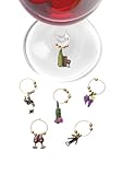 Estate Set of 6 Pewter Wine Charms by True