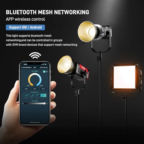 GVM 600W Bi-Color COB LED Video Light with APP/DMX Control, 2700K to 7500K, 128000Lux/1m, Continuous Photography for Studio, Film, Video Recording, Youtube, Photo Light CRI97+