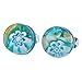 Glass Of Venice Murano Glass Venetian Reflections Round Stud Earrings - Aqua Gold