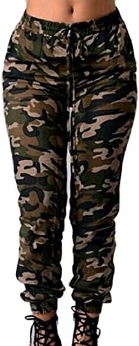 Mirror Womens Elastic Bottom Floral Print Leisure Camo Long Cargo Twill Chino Jogger Pants Tracksuit Green M