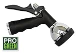 Garden Hose Spray Nozzle by Pro Green | Heavy Duty 8 Spray Metal Zinc Alloy | Chrome Finish | Soft Grip Water Nozzle | Full Warranty