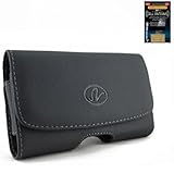 LG Optimus G Pro Horizontal Leather Case with Magnetic closure with belt clip and belt loops (Plus Size will Fit w/ Otterbox Commuter on) + Cell Phone Antenna Booster