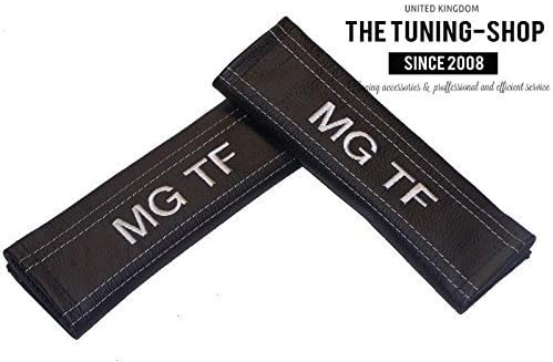 2x SEAT BELT COVERS PADS SHOULDER BLACK LEATHER GREY MGTF EDITION