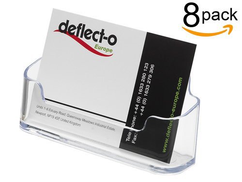 8 Pack Clear Plastic Business Card Holder Display Office Business Card Holder Business Card Desk Holder, Fits 30-50 Business Cards
