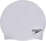 Speedo Unisex Silicone Swimming Cap Plain Moulded Hair Protection Training Aids