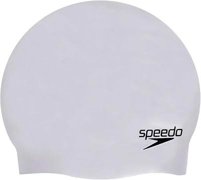 Speedo Unisex Silicone Swimming Cap Plain Moulded Hair Protection Training Aids