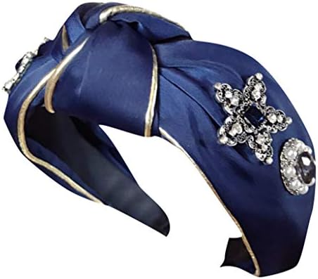 Bow Knot Headband Women Vintage Crystal Headband Pearl Hairband Twist Turban Headband Cross Knot Wide Headbands Hair Accessories for Women Girls Daily and Party Wearing