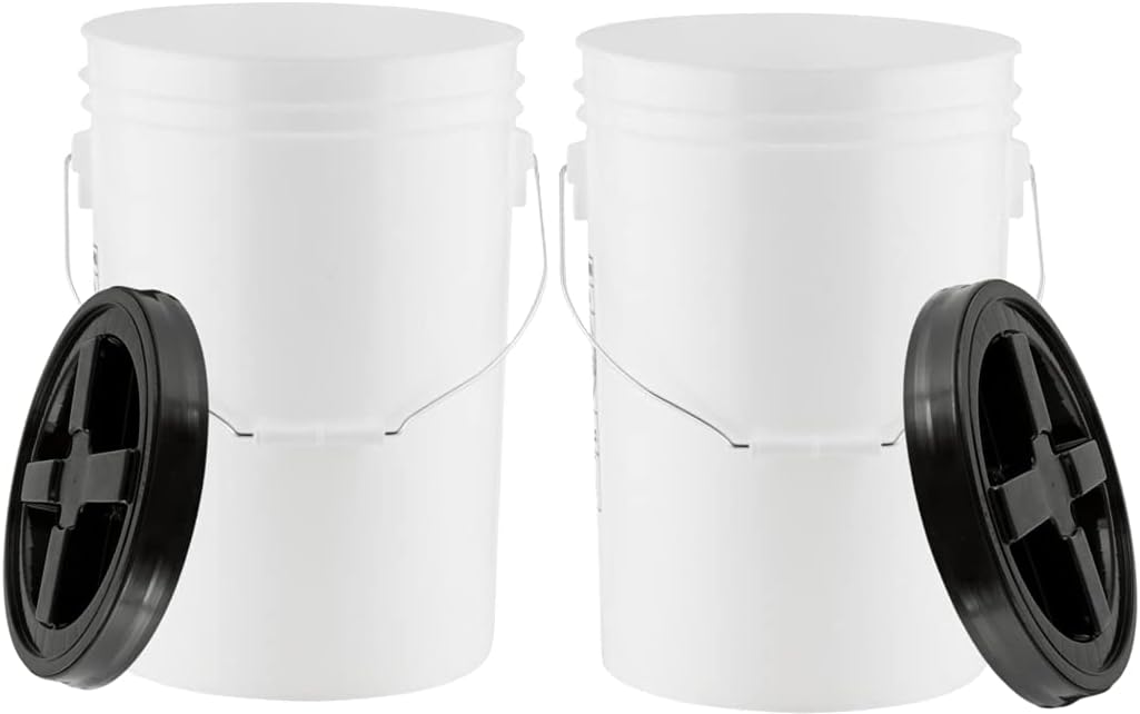 House Naturals 6 Gallon Large Bucket Pail Food Grade BPA Freee with Screw On Gamma Lid( Pack of 2)