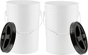 House Naturals 6 Gallon Large Bucket Pail Food Grade BPA Freee with Screw On Gamma Lid( Pack of 2)