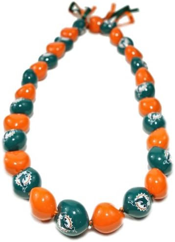 Style Pasifika NFL Miami Dolphins Go Nuts Kukui Nut Lei Necklace