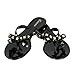 TENGYUFLY Womens Rivets Bowtie Flip Flops Jelly Thong Sandal, Black, Size 7.0