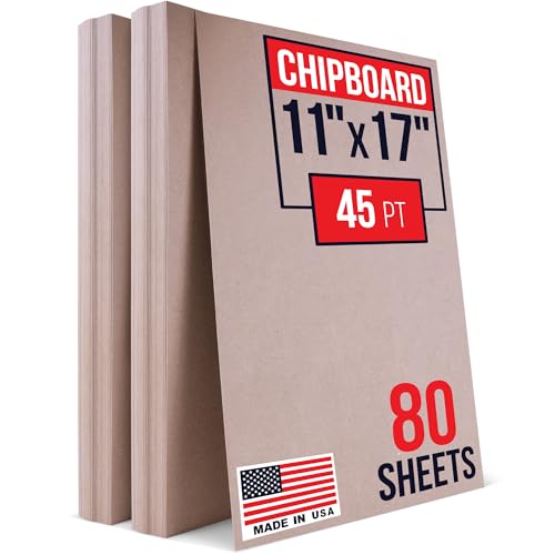 Paclord 11" x 17", Brown Kraft Pasted Chipboard Sheets, 45 Pt – Made in USA Hea…