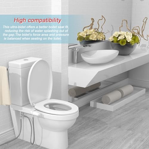 Bidet Attachment For Toilet, Ultra-Slim Bidet with Non-Electric Dual Nozzle(Frontal & Rear Wash) Adjustable Water Pressure, Fresh Water Bidet Toilet Seat Attachment,Easy to Install，Right Hand Bidet
