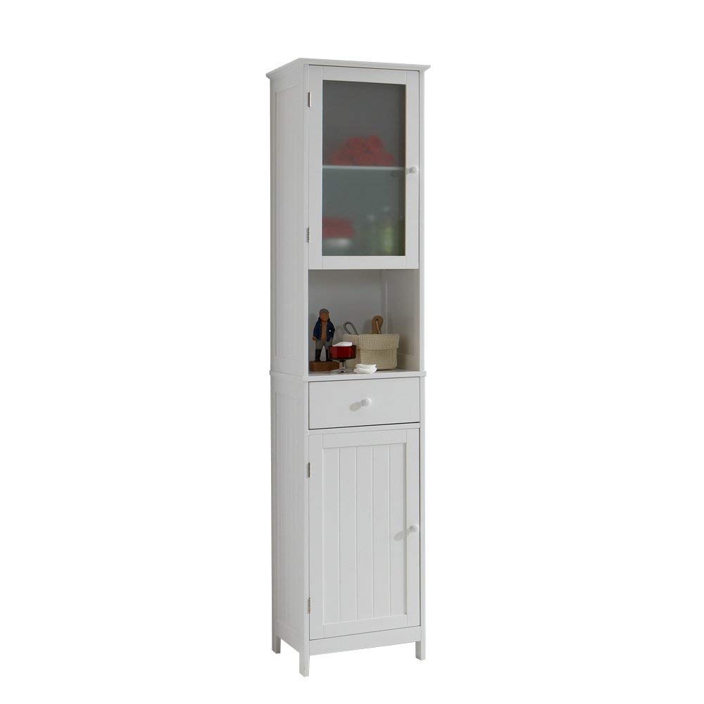 FMD 905001 Stockholm 1 Armoire de salle de Bains 2 Portes et 1 Compartiment 40 x 180 x 35 cm