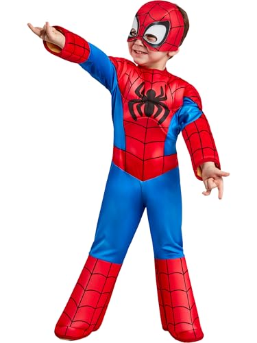 Rubies Official Marvel Spidey and His Amazing Friends Spider-Man Deluxe Toddler Costume, Kids Fancy Dress, Size 3-4 Years