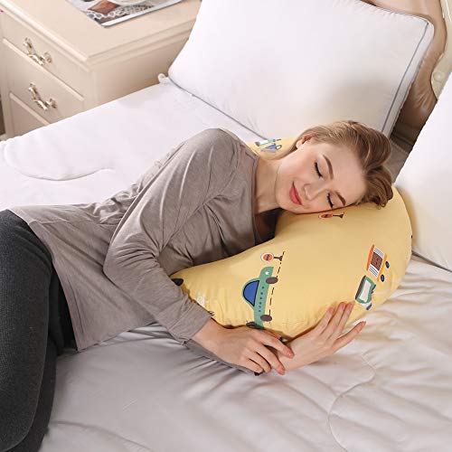 Multifunctional Pregnancy Pillow & Breastfeeding Pillow + Inner Cushion. Cover 100% Cotton, Filling 100% Polyester, Baby Nest, Nursing Pillow, Maternity Pillow (Toy Car, 42 inch)