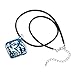 Hand Blown Glass Jewelry Glitter Silver Foil Deep Blue Square Pendant Necklace 17-19