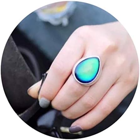 Trendy Antique Sterling Silver Mood Ring in Tear Drop Design